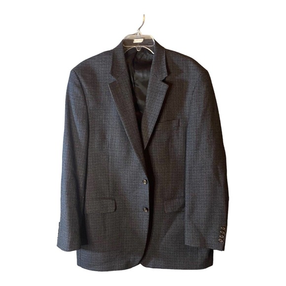 Lauren Ralph Lauren Men’s 44L 100% Lambs Wool Blazer Sport Coat Gray Blue Plaid - Picture 1 of 5